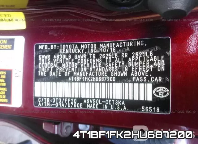 4T1BF1FK2HU687200 фото 10