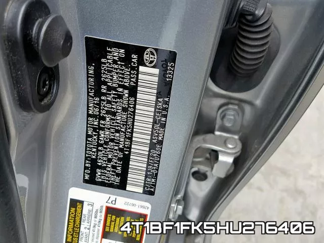 4T1BF1FK5HU276406 фото 2