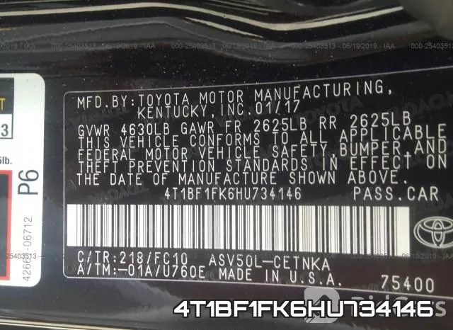 4T1BF1FK6HU734146 фото 10