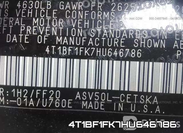 4T1BF1FK7HU646786 фото 10