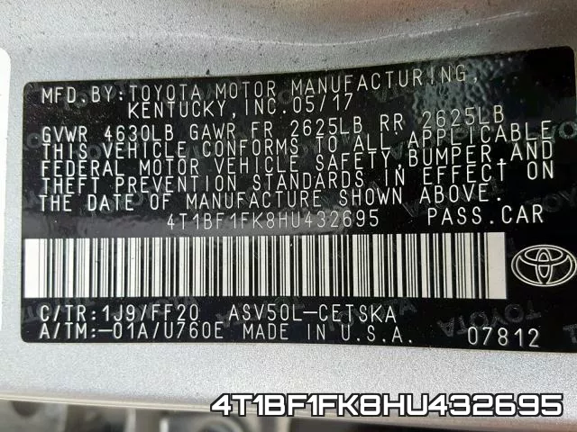 4T1BF1FK8HU432695 фото 2