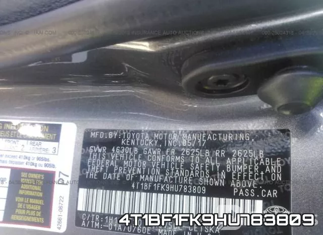 4T1BF1FK9HU783809 фото 10