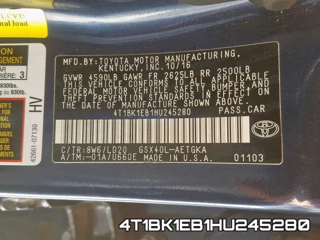 4T1BK1EB1HU245280 фото 2
