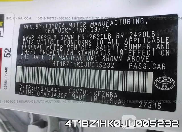 4T1BZ1HK0JU005232 фото 10