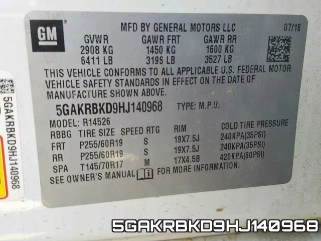 5GAKRBKD9HJ140968 фото 2