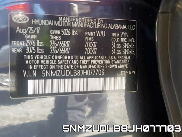 5NMZUDLB8JH077703 фото 2