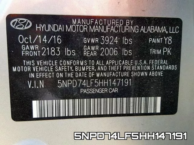 5NPD74LF5HH147191 фото 2