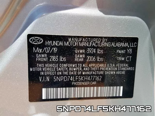 5NPD74LF5KH477162 фото 2