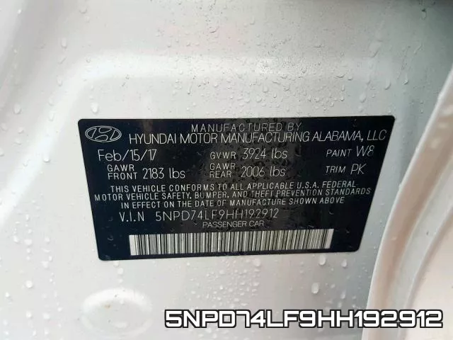 5NPD74LF9HH192912 фото 2