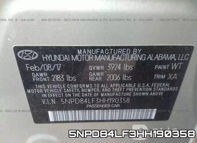 5NPD84LF3HH190358 фото 9