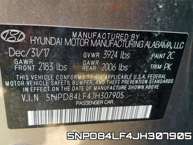 5NPD84LF4JH307905 фото 2