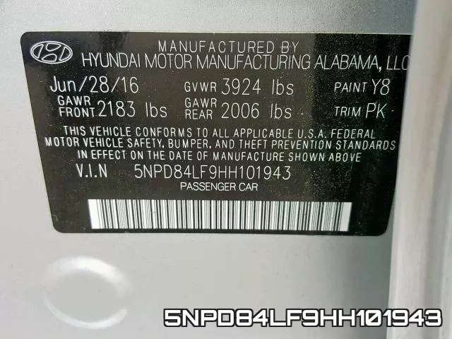 5NPD84LF9HH101943 фото 2