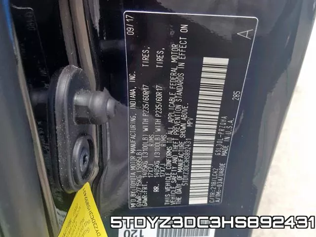5TDYZ3DC3HS892431 фото 2