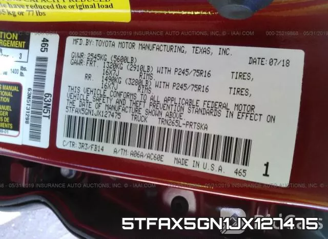 5TFAX5GN1JX127475 фото 10