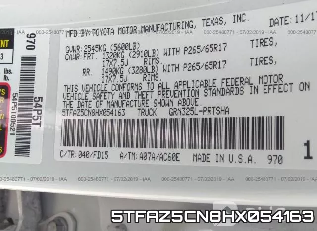 5TFAZ5CN8HX054163 фото 10