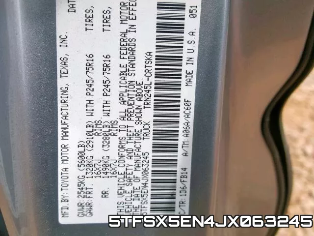 5TFSX5EN4JX063245 фото 2