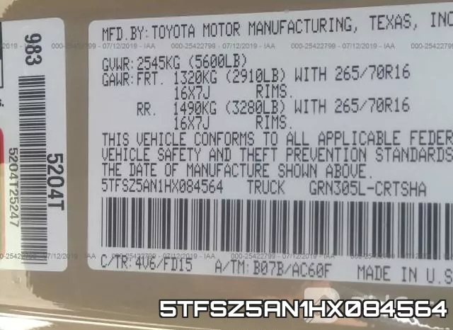 5TFSZ5AN1HX084564 фото 10