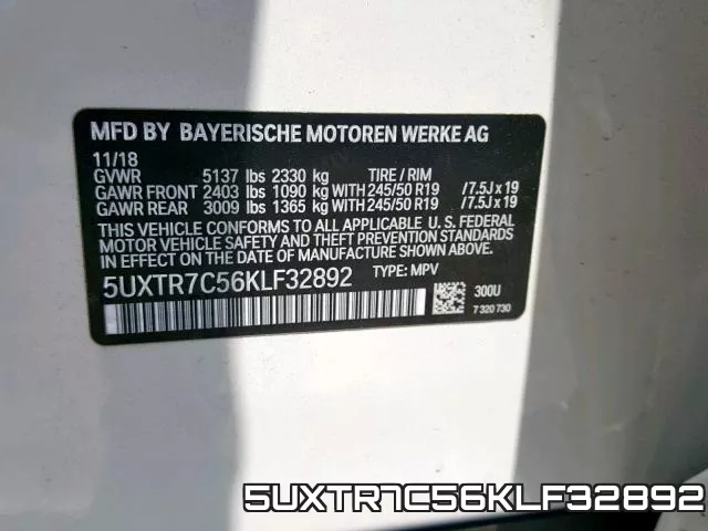 5UXTR7C56KLF32892 фото 2