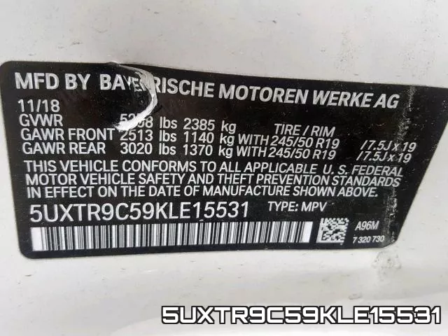 5UXTR9C59KLE15531 фото 2