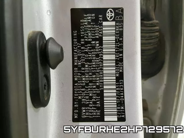 5YFBURHE2HP729572 фото 2