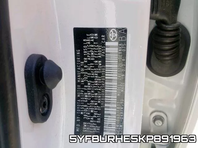 5YFBURHE5KP891963 фото 2