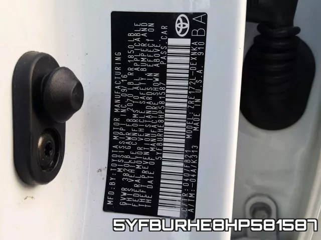 5YFBURHE8HP581587 фото 2