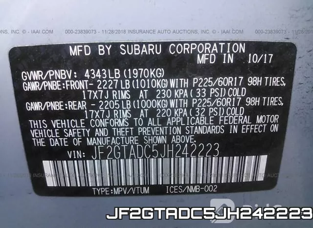 JF2GTADC5JH242223 фото 10