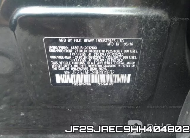 JF2SJAEC9HH404802 фото 10
