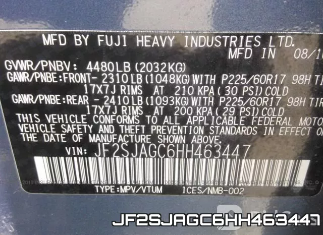 JF2SJAGC6HH463447 фото 10