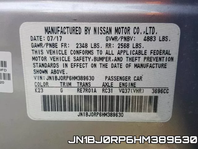 JN1BJ0RP6HM389630 фото 2