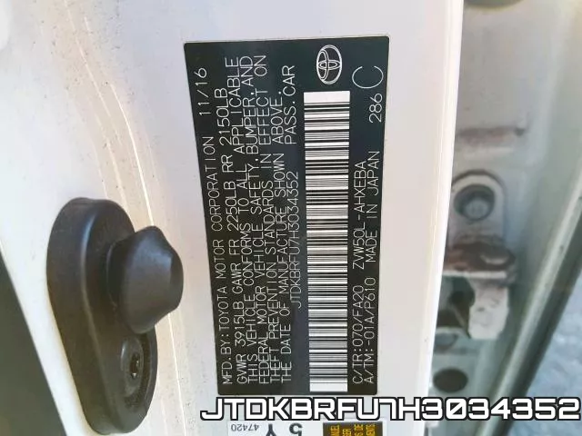 JTDKBRFU7H3034352 фото 2