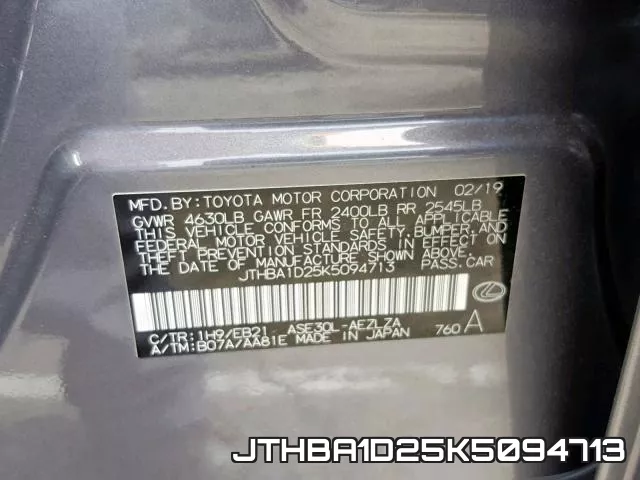 JTHBA1D25K5094713 фото 2
