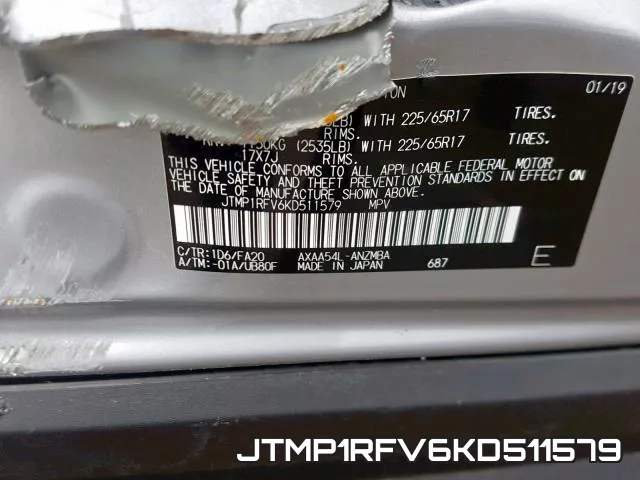 JTMP1RFV6KD511579 фото 2