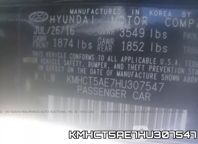 KMHCT5AE7HU307547 фото 10