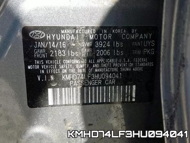 KMHD74LF3HU094041 фото 2