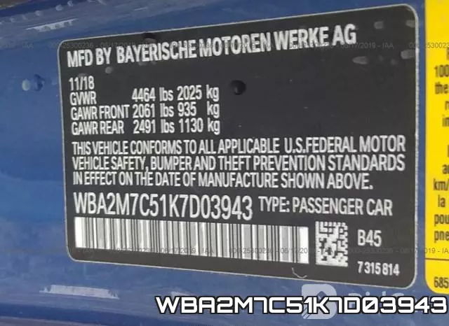 WBA2M7C51K7D03943 фото 10