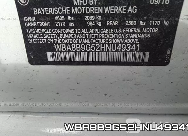WBA8B9G52HNU49341 фото 10