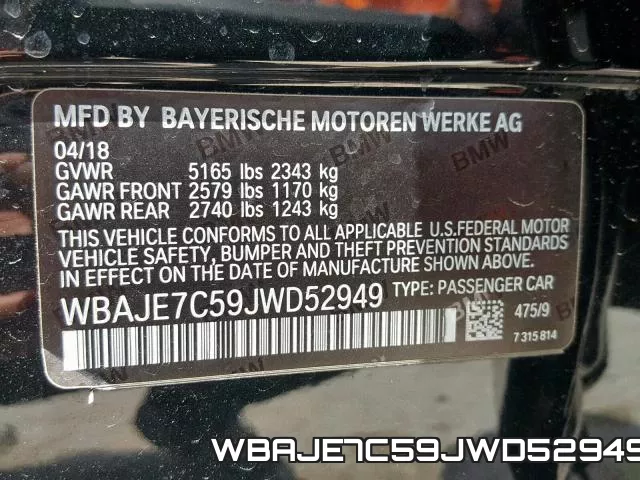 WBAJE7C59JWD52949 фото 2
