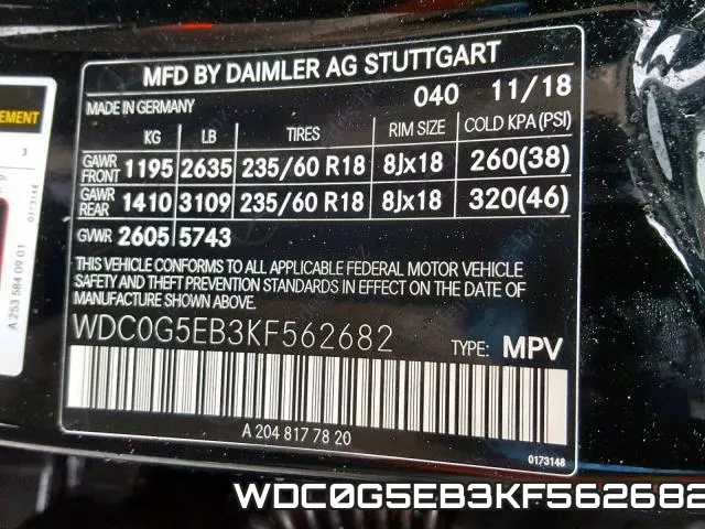 WDC0G5EB3KF562682 фото 2