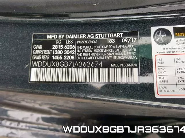 WDDUX8GB7JA363674 фото 2