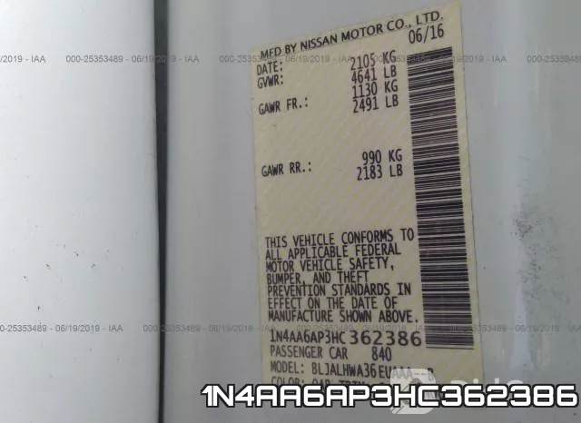 1N4AA6AP3HC362386 фото 9