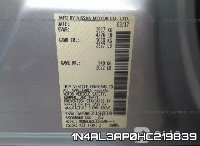 1N4AL3AP0HC219839 фото 10