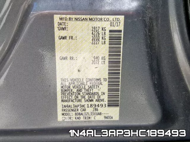 1N4AL3AP3HC189493 фото 2