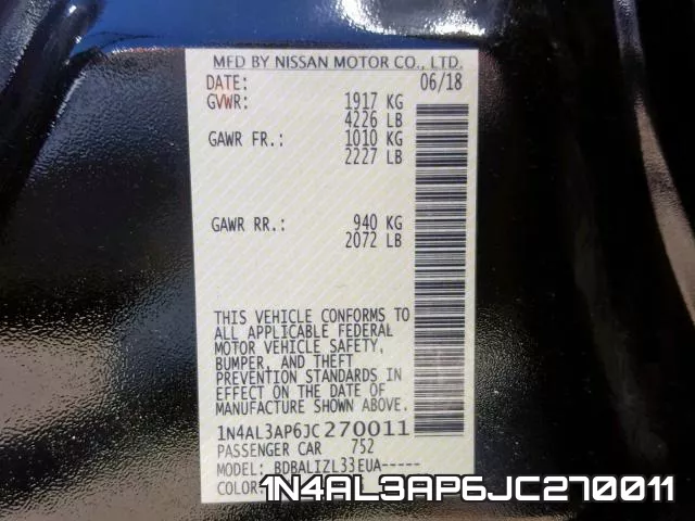 1N4AL3AP6JC270011 фото 2