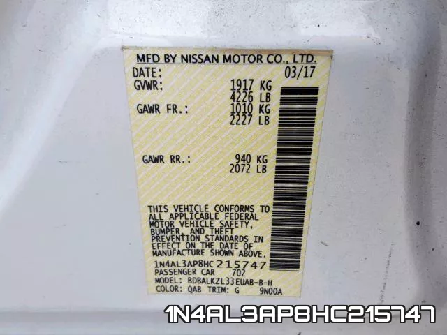 1N4AL3AP8HC215747 фото 2