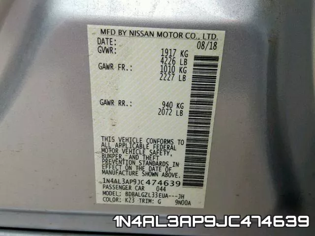 1N4AL3AP9JC474639 фото 2