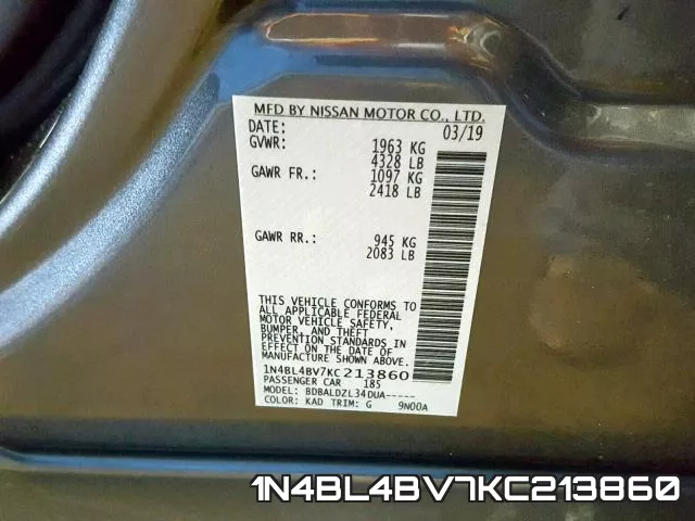 1N4BL4BV7KC213860 фото 2