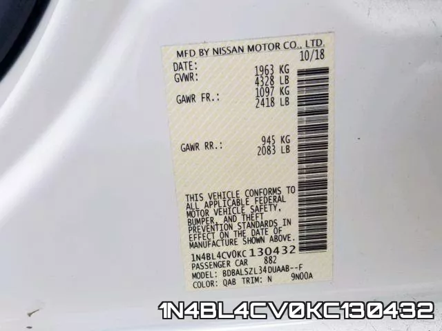 1N4BL4CV0KC130432 фото 2
