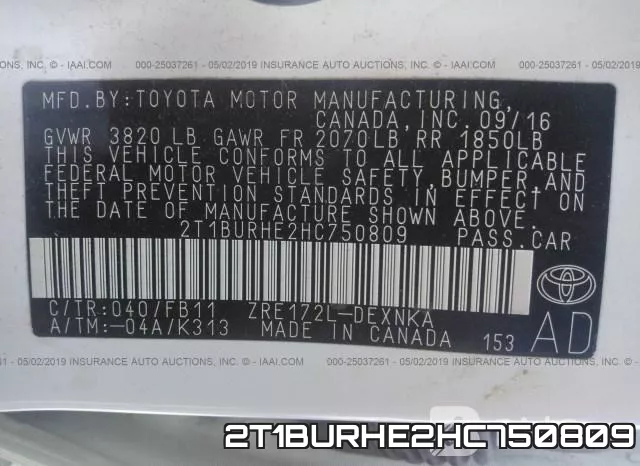 2T1BURHE2HC750809 фото 10