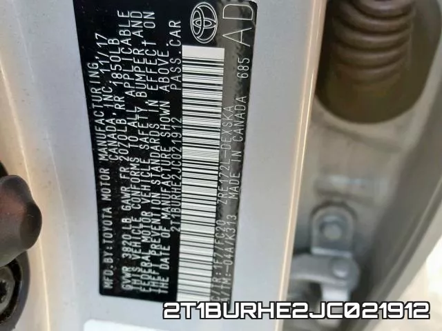 2T1BURHE2JC021912 фото 2